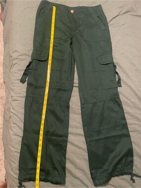 Dark Green Cargo Pants with Drawstring Hem